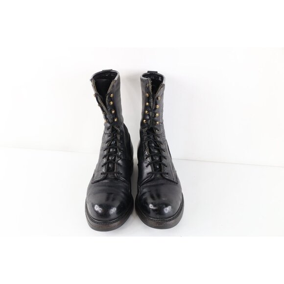 Vtg 70s 80s USGI Military Mens 8.5 W Leather Combat Boots Black USA Steel Toe main image 7